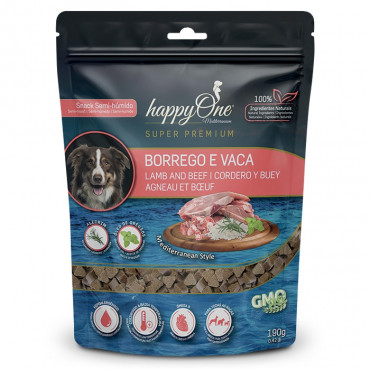 happyOne Mediterraneum Snacks Borrego e vaca para Cão