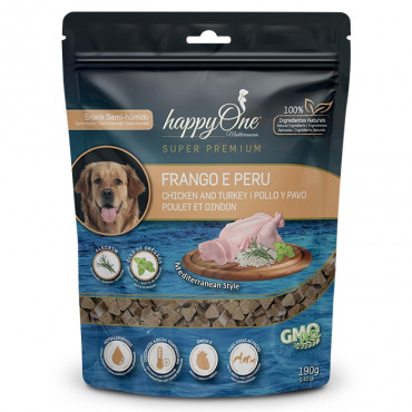 happyOne Mediterraneum Snacks Frango e peru para Cão