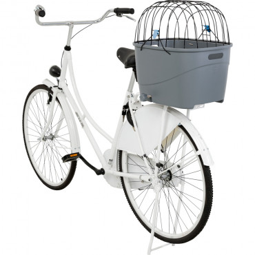 CESTO PLASTICO C/ TAMPA ARAME P/ BICICLETA 36x47x46CM(CINZA)