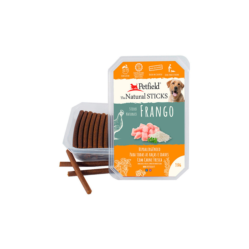 Petfield Natural Sticks para cão 350g – Frango