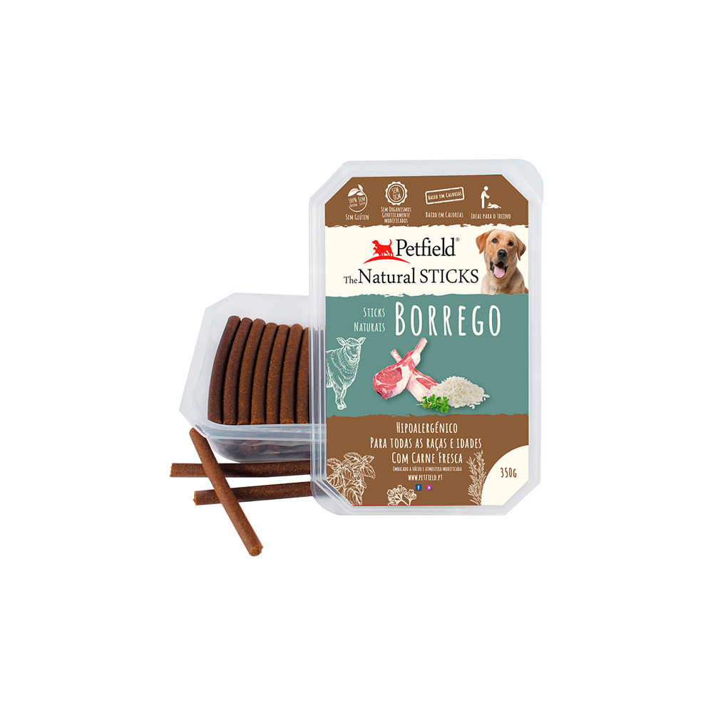 Petfield Natural Sticks para cão 350g – Borrego