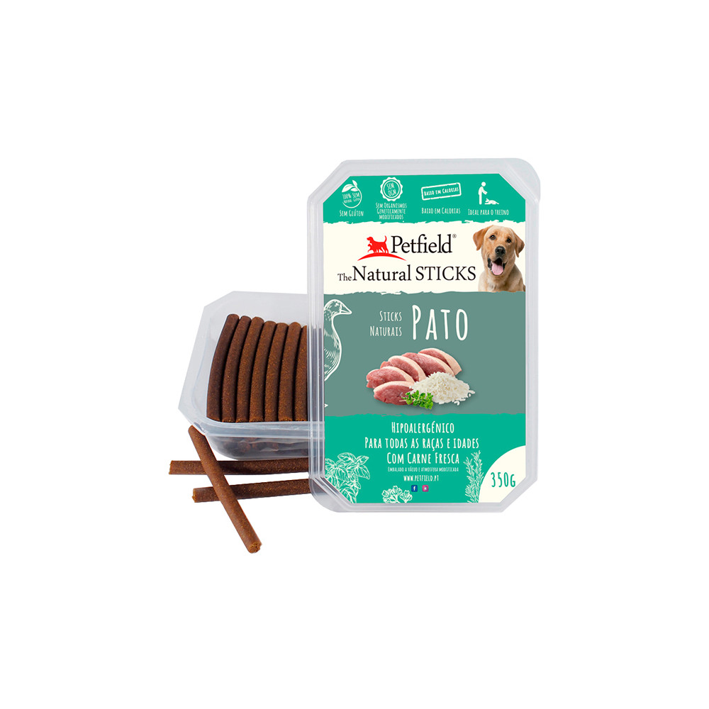 Petfield Natural Sticks para cão 350g – Pato