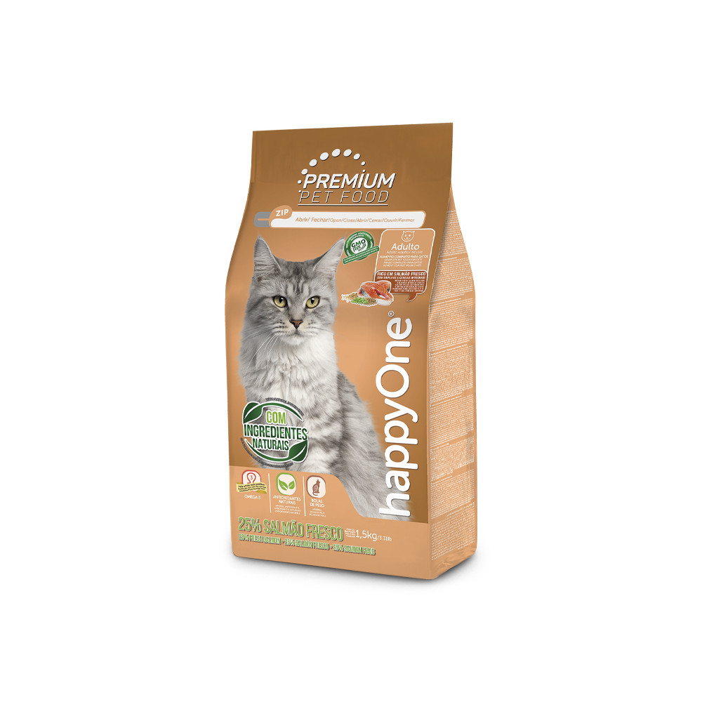 happyOne Premium Gato Adulto Salmão 1.5kg