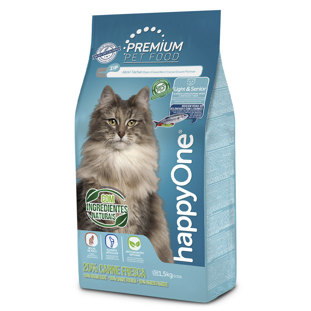 happyOne Premium Gato Light & Senior Carne Fresca 1.5kg